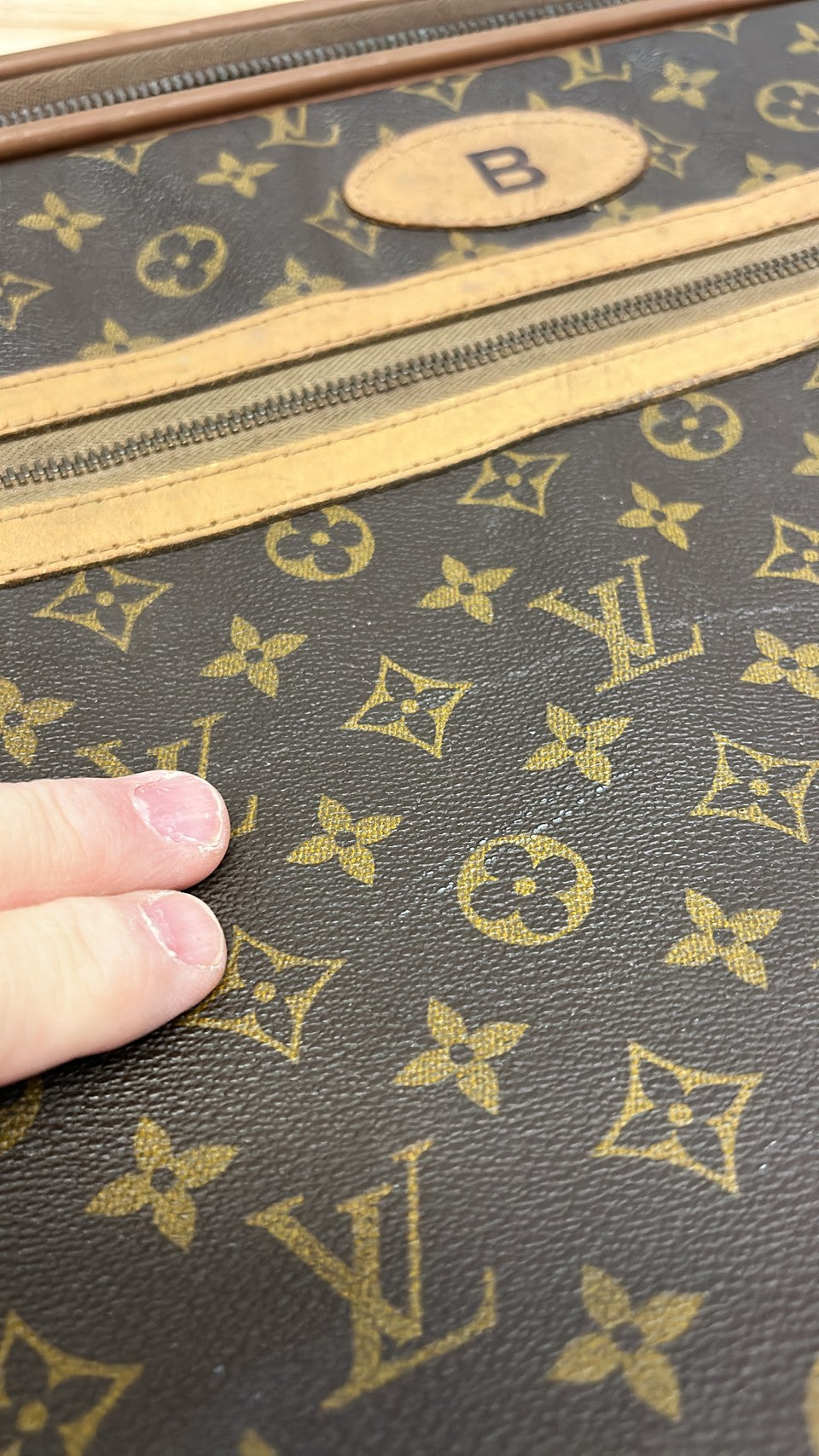 Vintage Louis Vuitton travel mini suite case with B monogram.