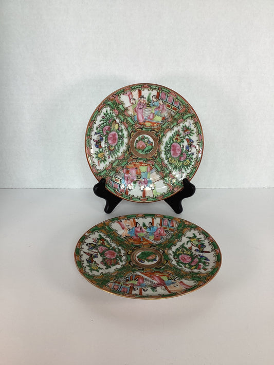 Ina - Pair of Rose Medallion Plates - Antique
