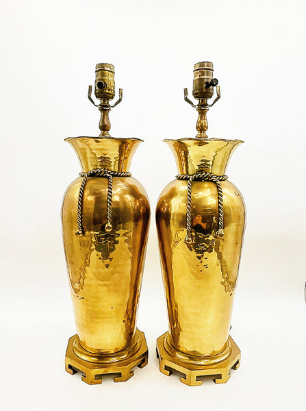 Vintage pair of brass table lamps