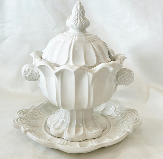 Vintage red cliff stamped ironstone mini tureen set.