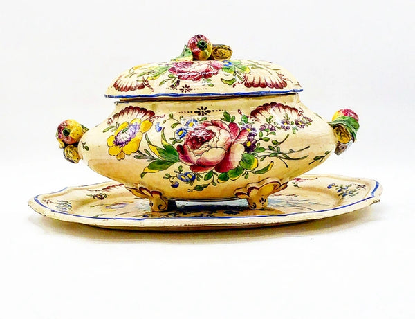 Vintage large soup tureen with top, ladle &amp; base plate.