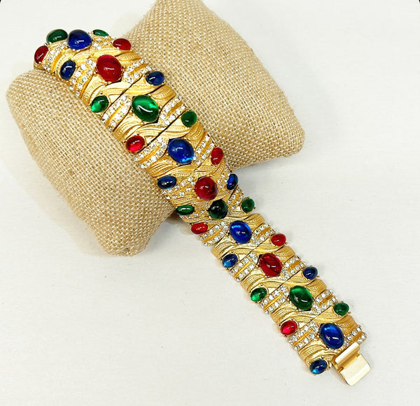 Stunning multi colored gripox style stone statement bracelet.