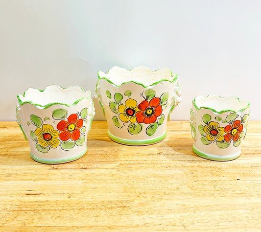 1960s vintage set of 3 matching cachepots.