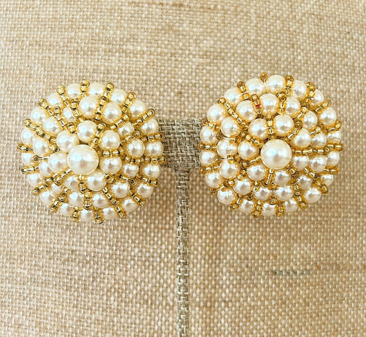 ssic extra large round faux pearl statement couture style clip