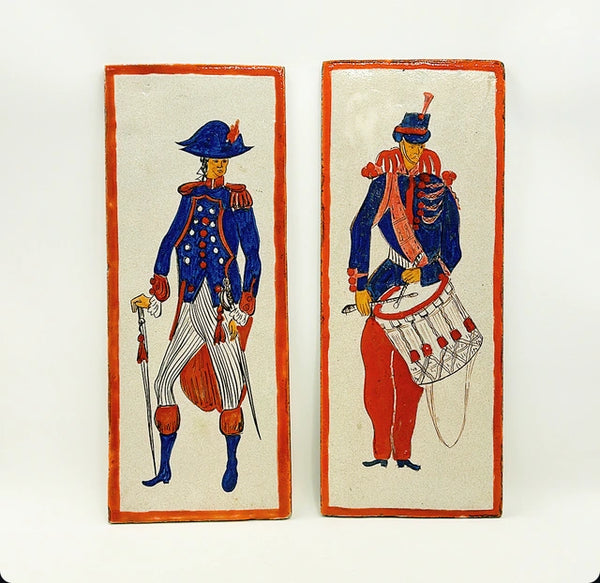 1960s Italy signed &amp; numbered pair of soldier wall hanging.