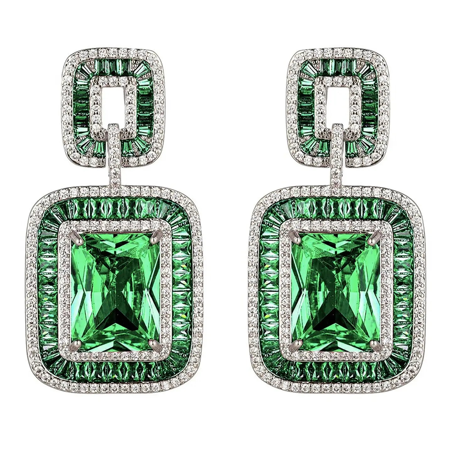 Chunky Green Dangling Earrings