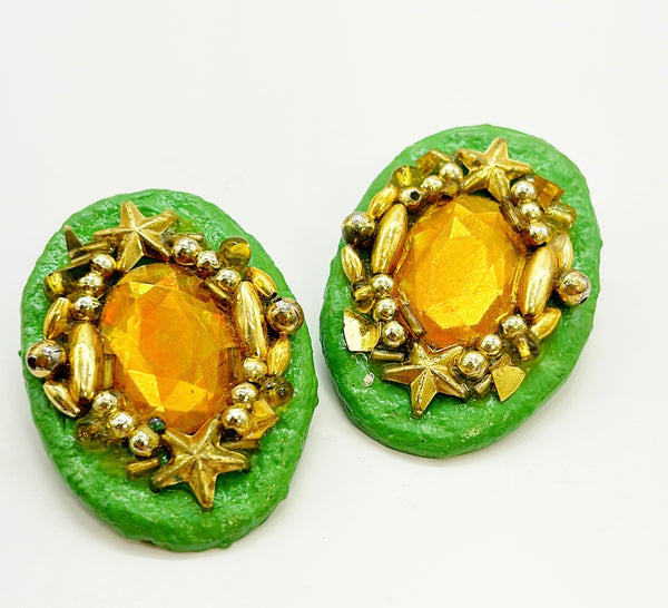 Vintage 80s large scale statement clip on earrings