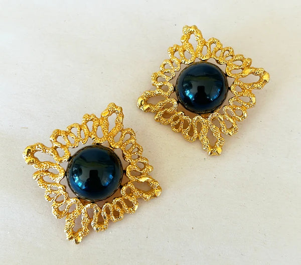 80s large clip on statement earrings.