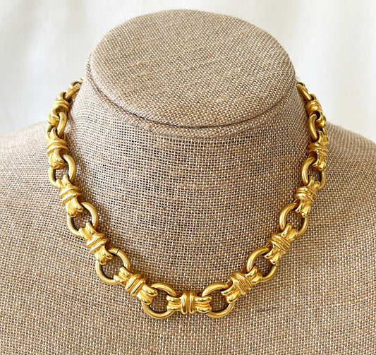 Signed Robert Lee Morris thick gold link designer necklace