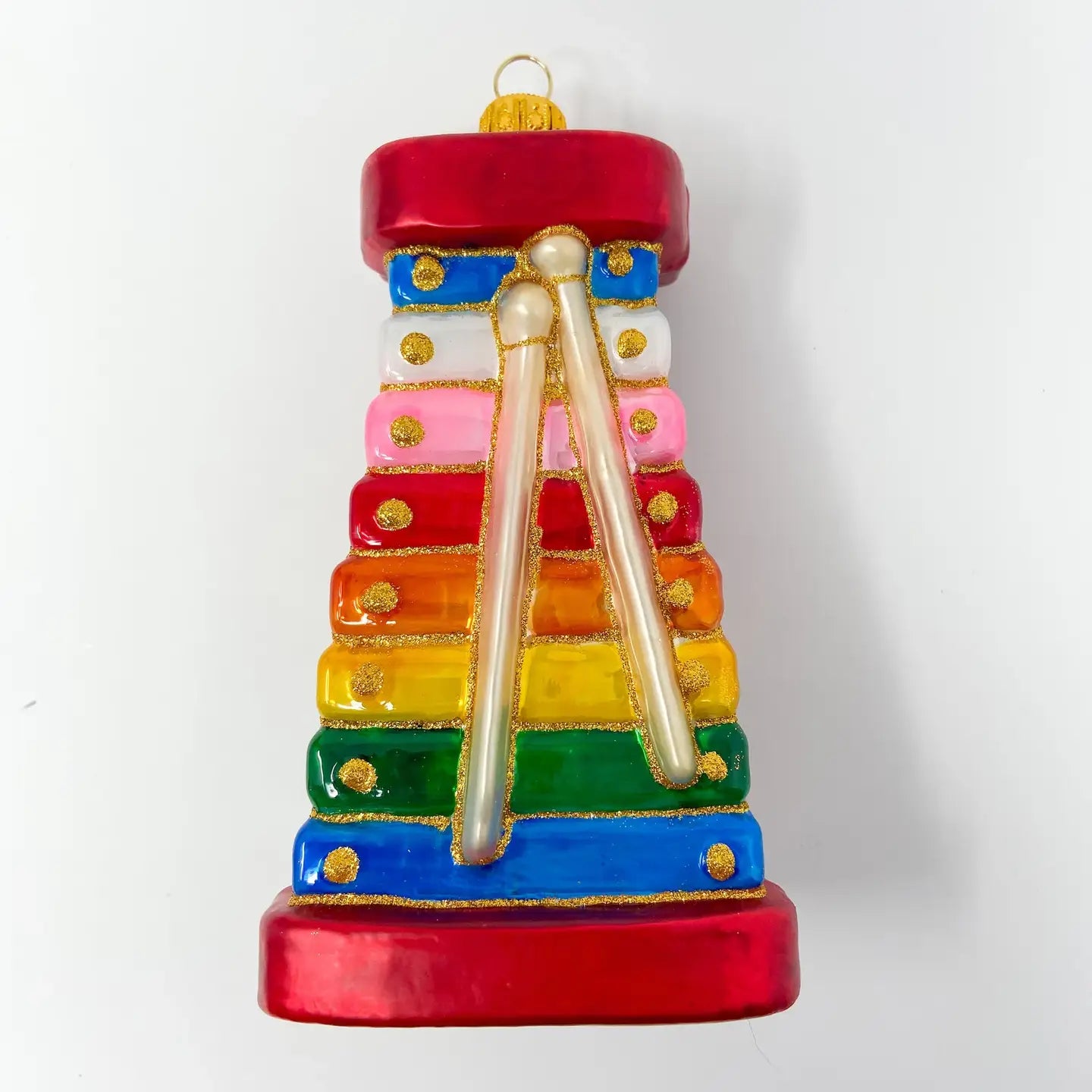 Retro Xylophone Holiday Polish Glass Christmas Ornament
