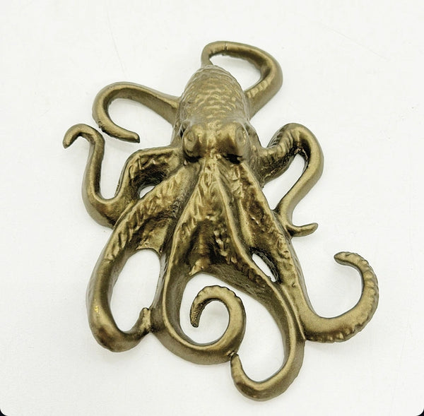 Decorative aged gold metal octopus figure