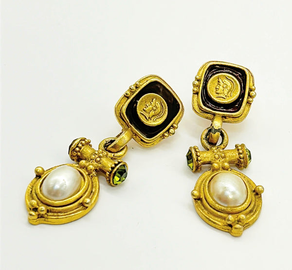 Vintage pierced style neoclassical style dangling earrings