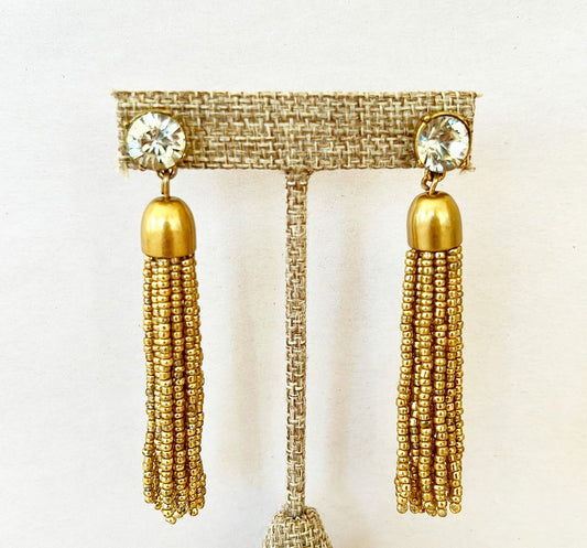 1990s signed J Crew gold beaded dangling style earrings.