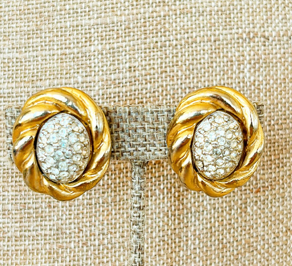 Signed Kenneth Lane clip on vintage earrings.