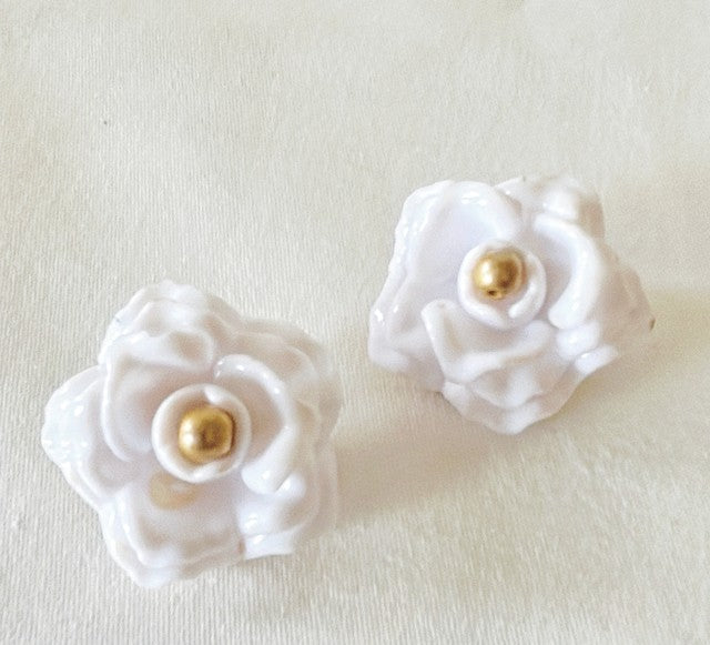 Larger scale vintage clip on designer looking clip earrings.