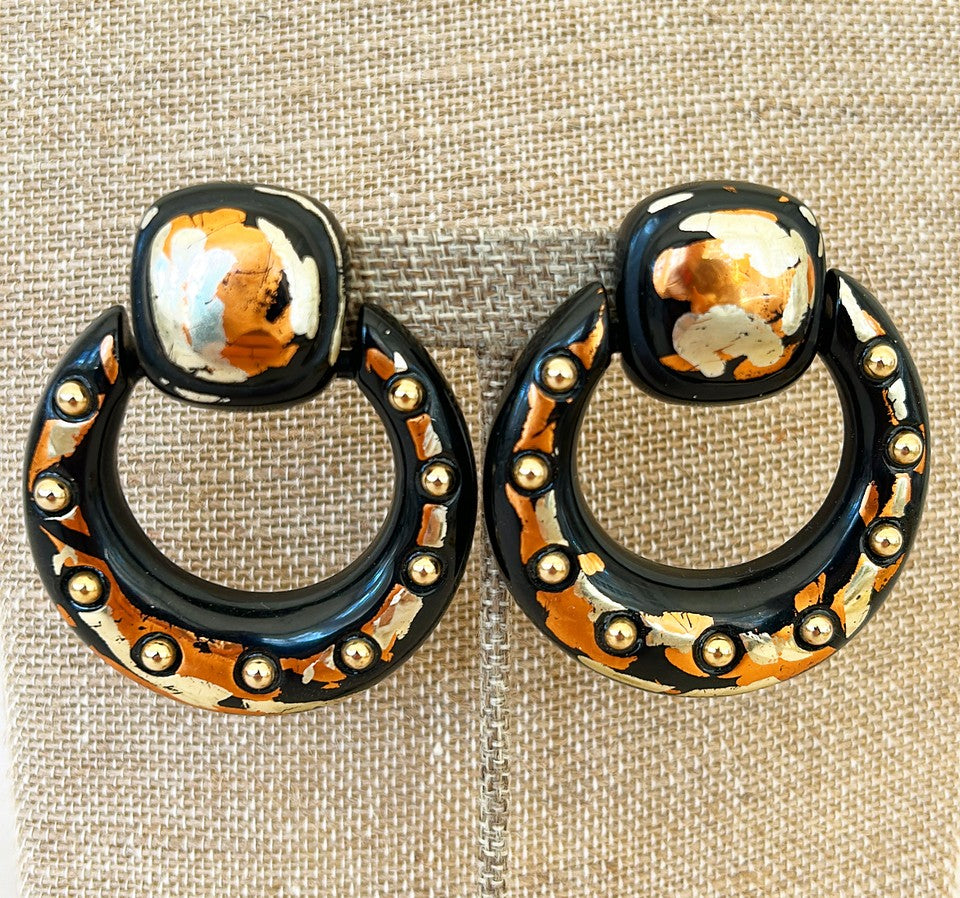 Extra large statement clip on earrings from the 1980s.