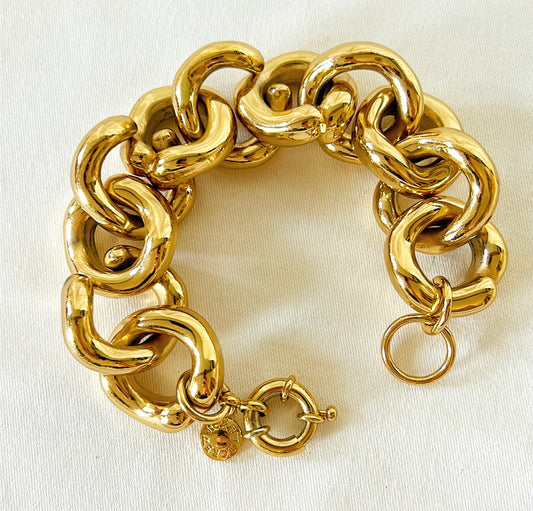 Thick chunky statement gold link cocktail link bracelet