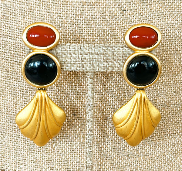 80s Averil signed clip on large statement earrings.