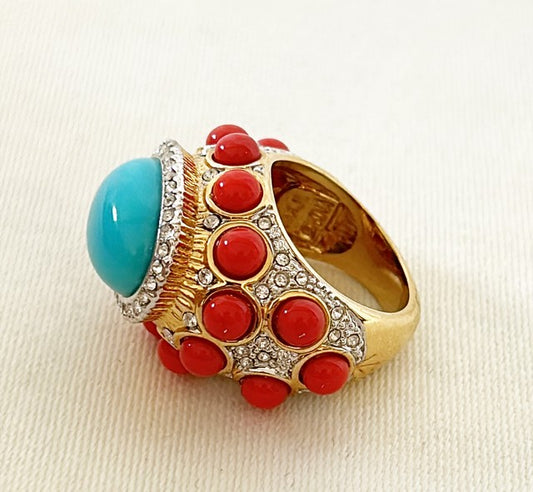 Classic KJL Kenneth Jay Lane signed designer cocktail ring.