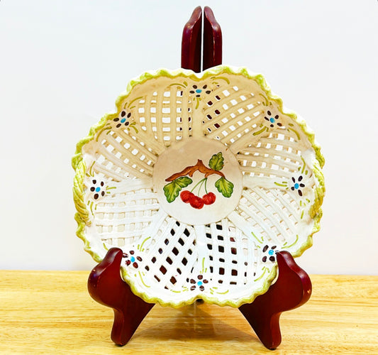 Made in Portugal vintage decorative lattice style bowl.