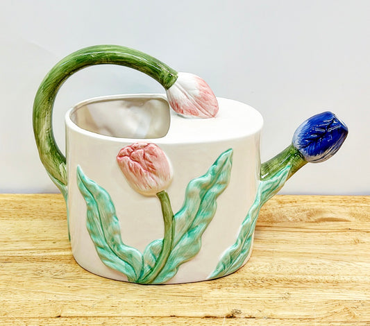 80s vintage tulip style decorative watering can.