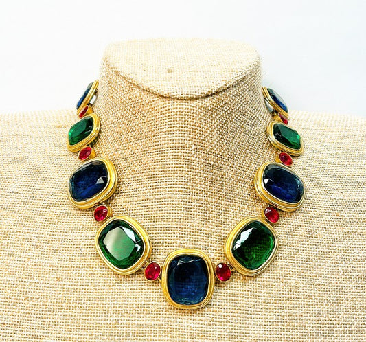 Stunning rare 90’s signed Kenneth Lane statement necklace.