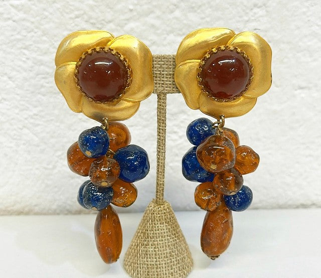 Vintage statement style clip on designer earrings