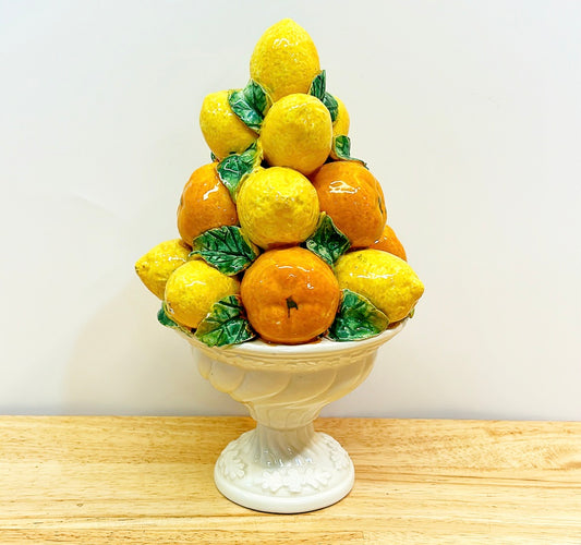 Smaller size vintage 60s signed Italian citrus style decorative topiary.