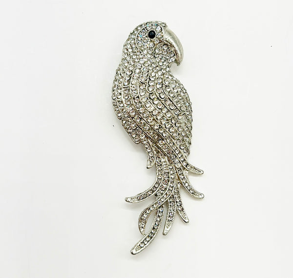 Large parrot bird statement brooch