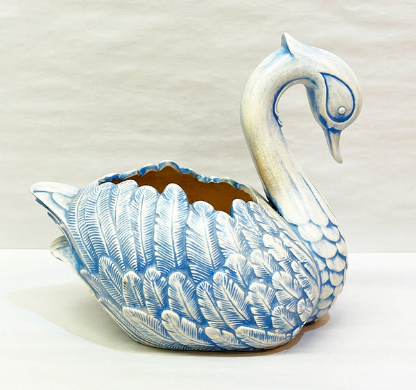 Vintage 1973 signed swan planter.