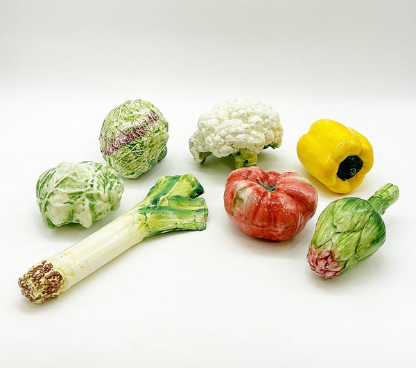 Vintage collection of decorative ceramic glazed painted vegetables S/7