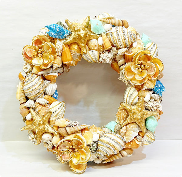 Jeweled Blue Seashell Wreath