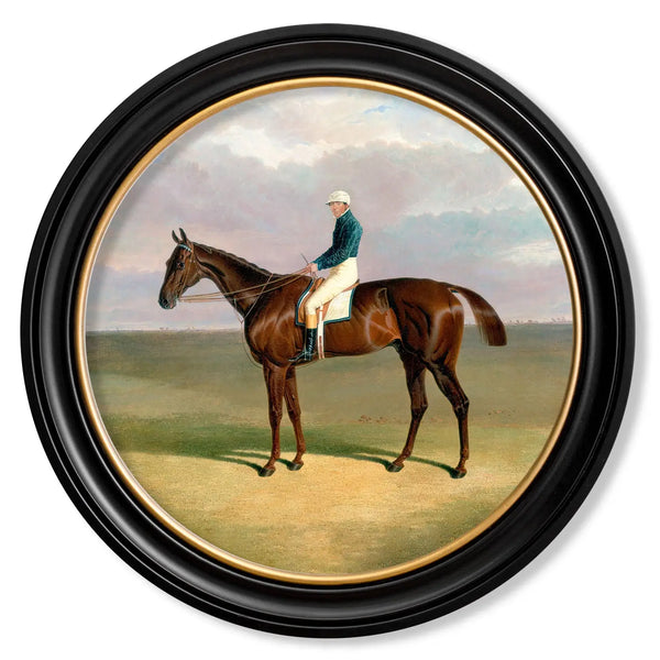 C.1840 Horse and Jockey - Round Frame 18x18