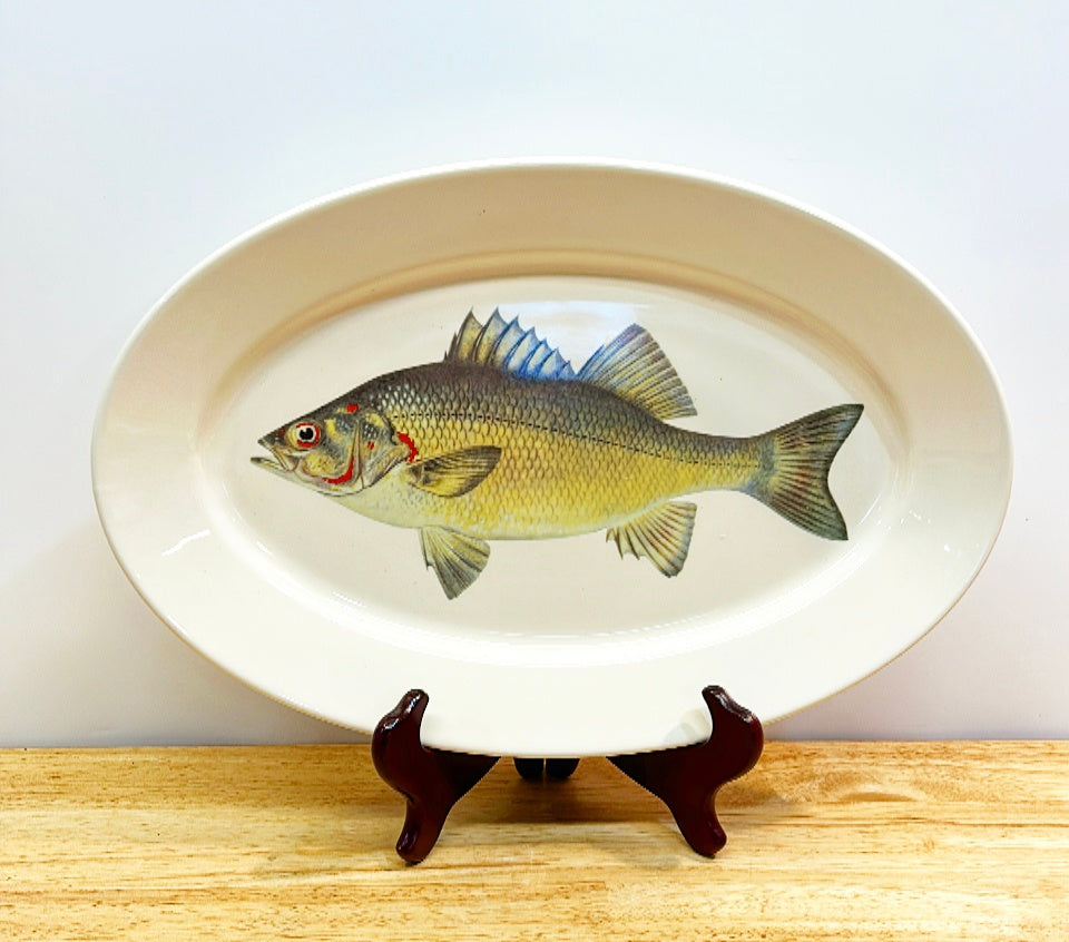 Decorative oval large fish platter.