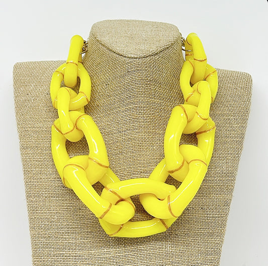 "The Lily"  Bamboo Link Necklace - Yellow