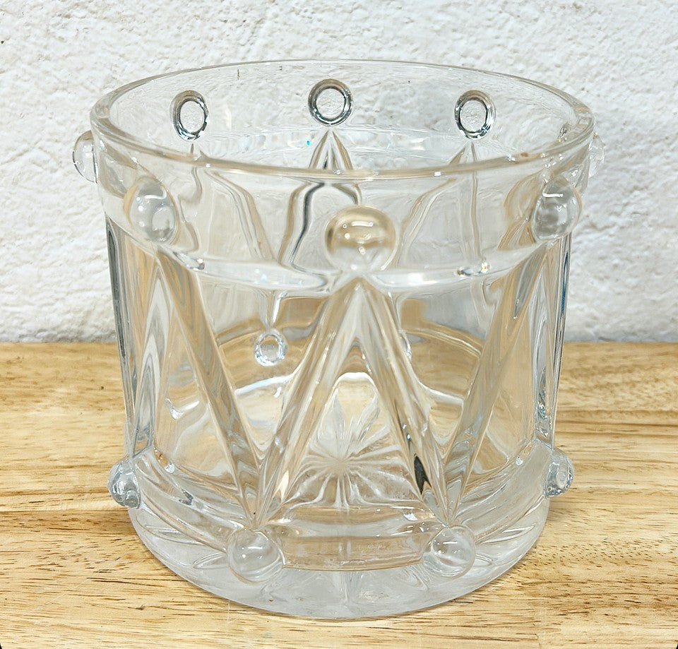Vintage 80’s glass cut smaller ice bucket