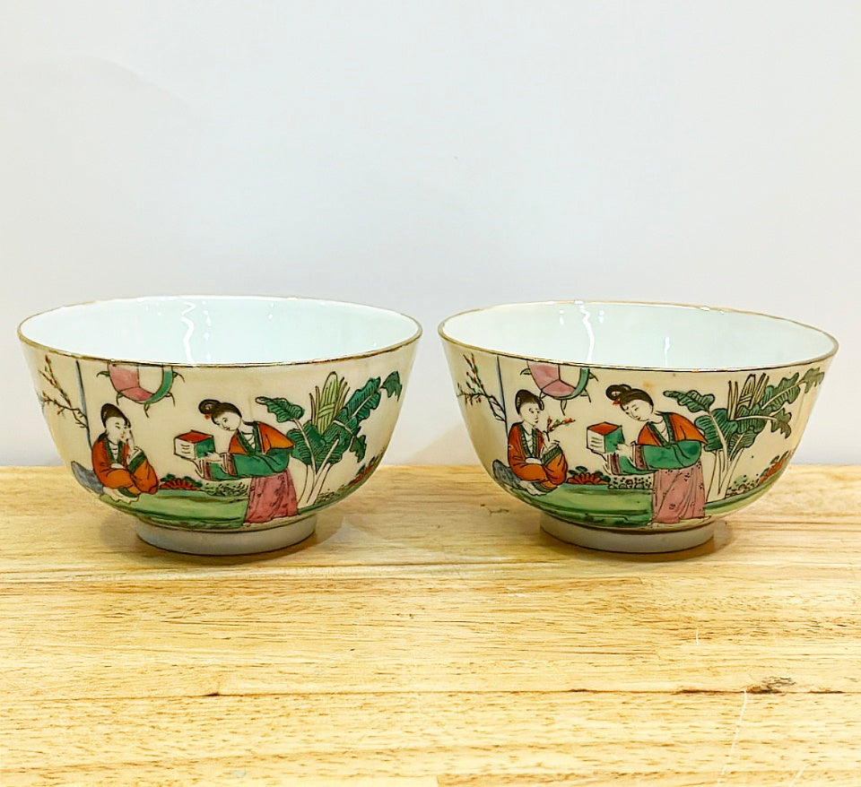 Pair of antique Chinese serving bowls