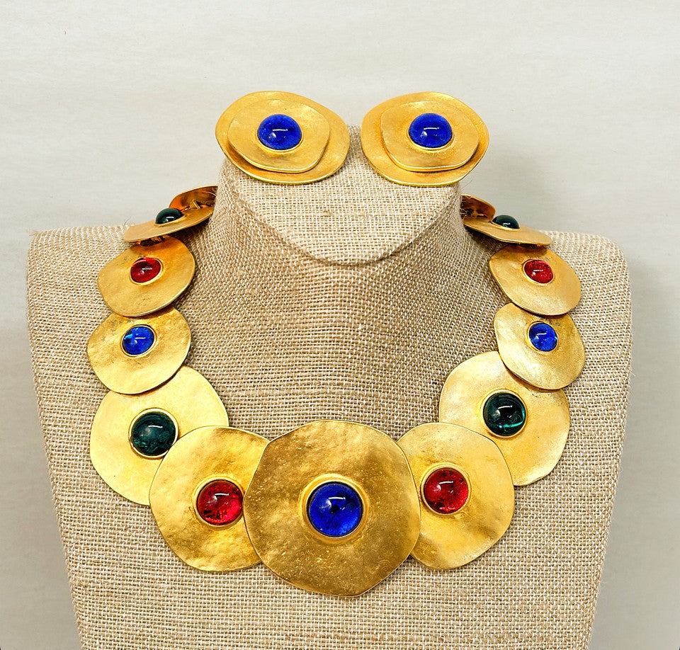 Vintage designer Les Bernard statement Egyptian style necklace