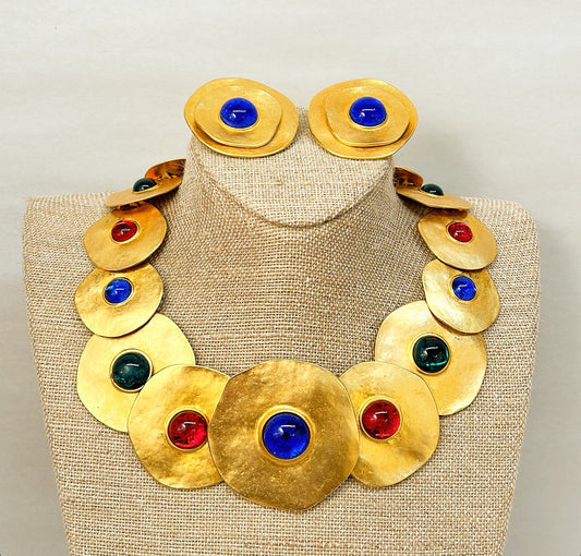 Vintage designer Les Bernard statement Egyptian style necklace