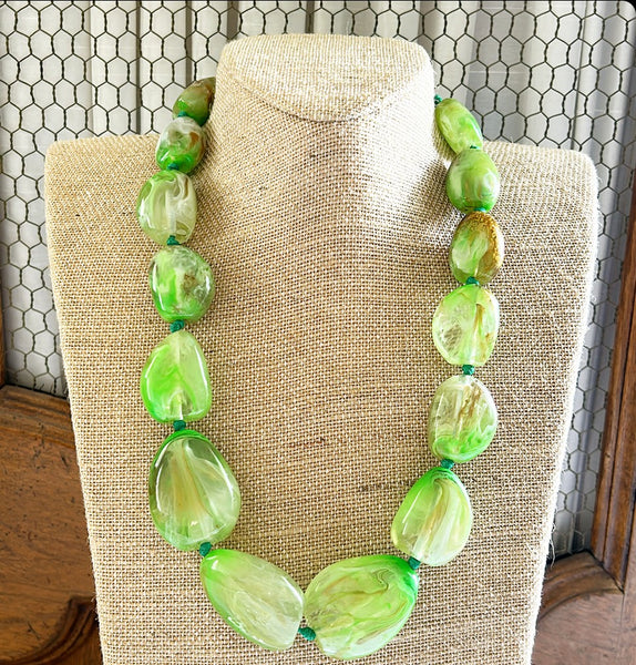 Super chunky acrylic stone style beads in a line green look