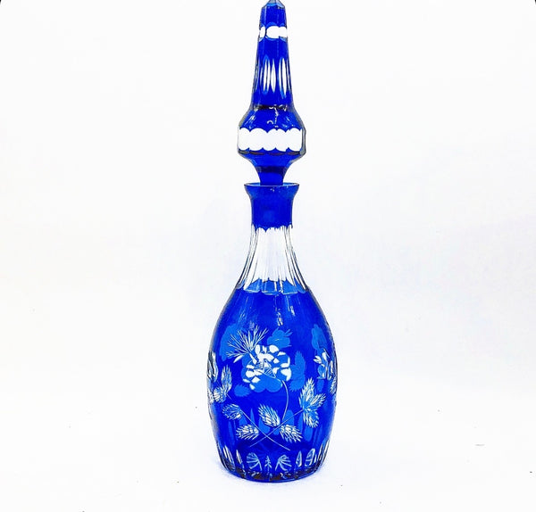 Beautiful Blue Cobalt Cut Glass Decanter