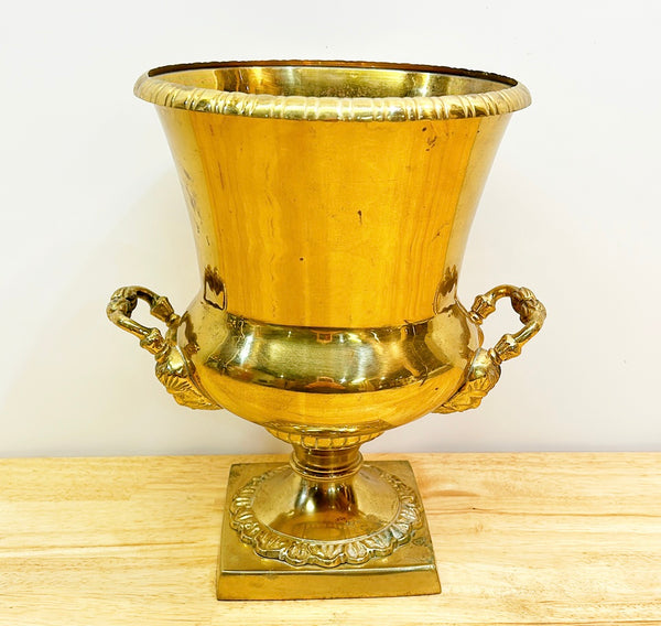 Classic vintage heavy solid brass champagne bucket.