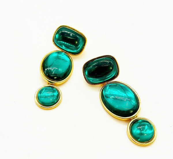 Fabulous green / gold pierced earrings