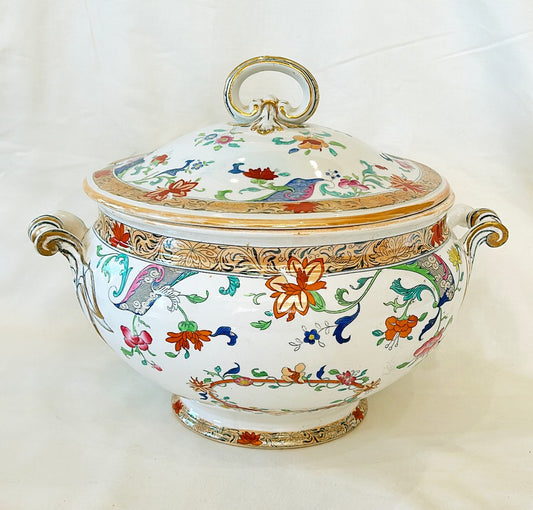 Stunning antique stamped Minton extra large round tureen with original lid.