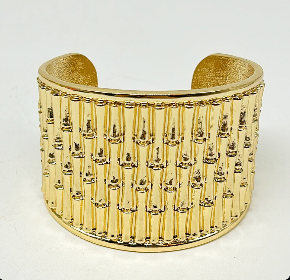 "The Lilly" - Statement Bamboo Cuff - Gold Plated Bamboo Cuff