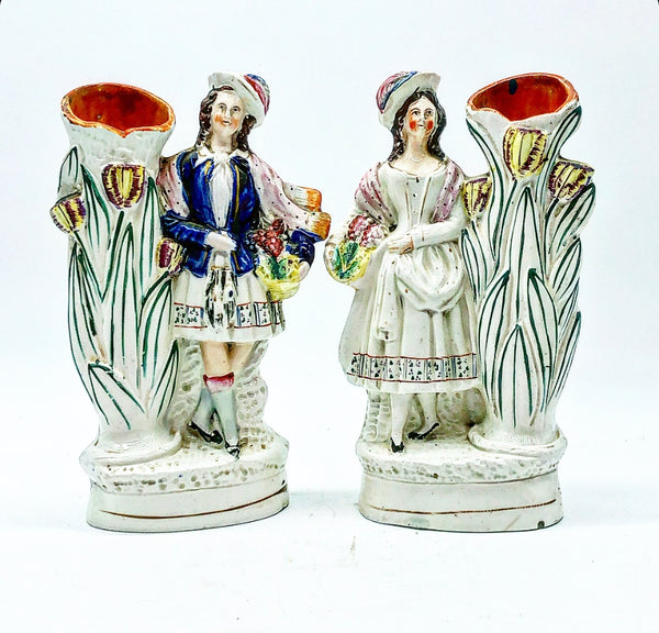 Pair of Staffordshire Vases - Man and Woman