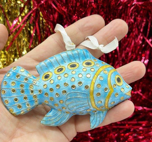 Vintage 1980s cloisonné style phish Christmas tree ornament