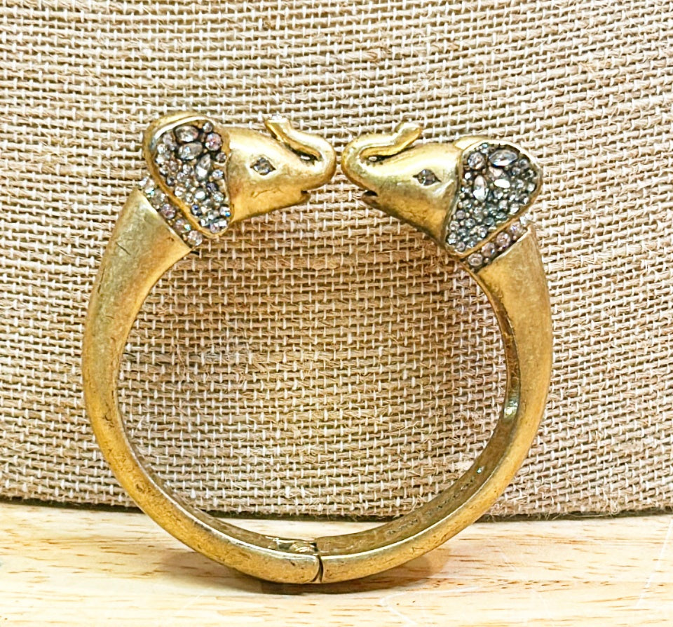 Vintage signed Ann Taylor double elephant head bracelet.