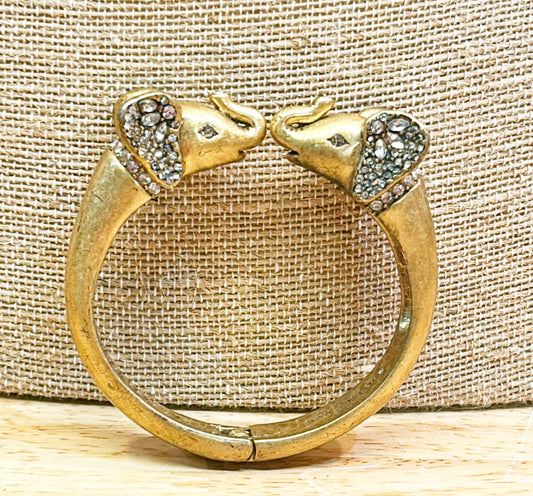 Vintage signed Ann Taylor double elephant head bracelet.