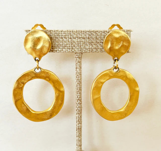 1980s larger sized signed Maxine Denker designer clip on earrings.
